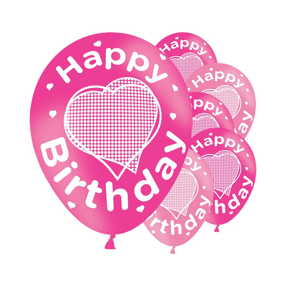 Happy Birthday Pink Balloons - 11&apos;&apos; Latex (6pk)