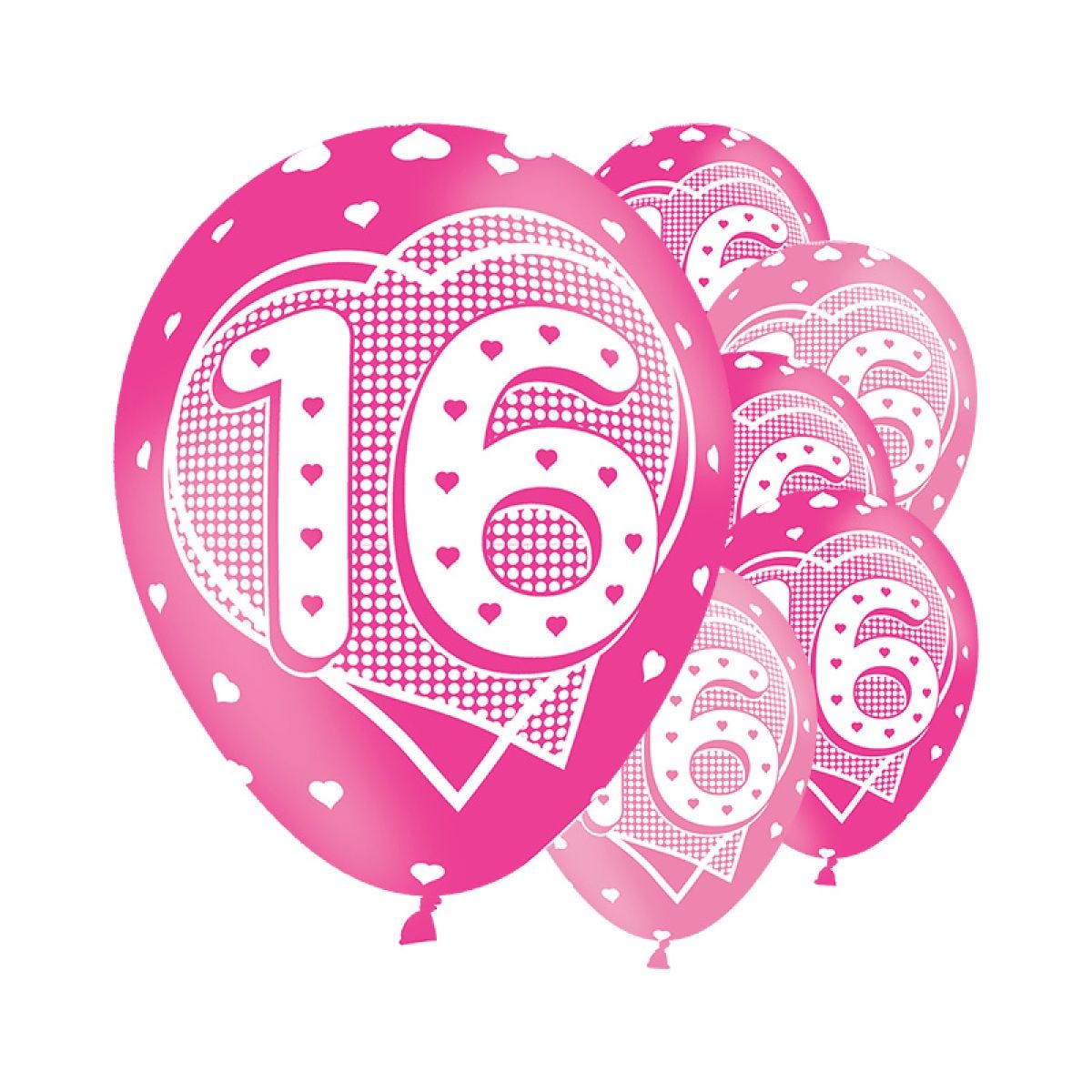 16th Birthday Assorted Balloons - 11&apos;&apos; Latex (6pk)