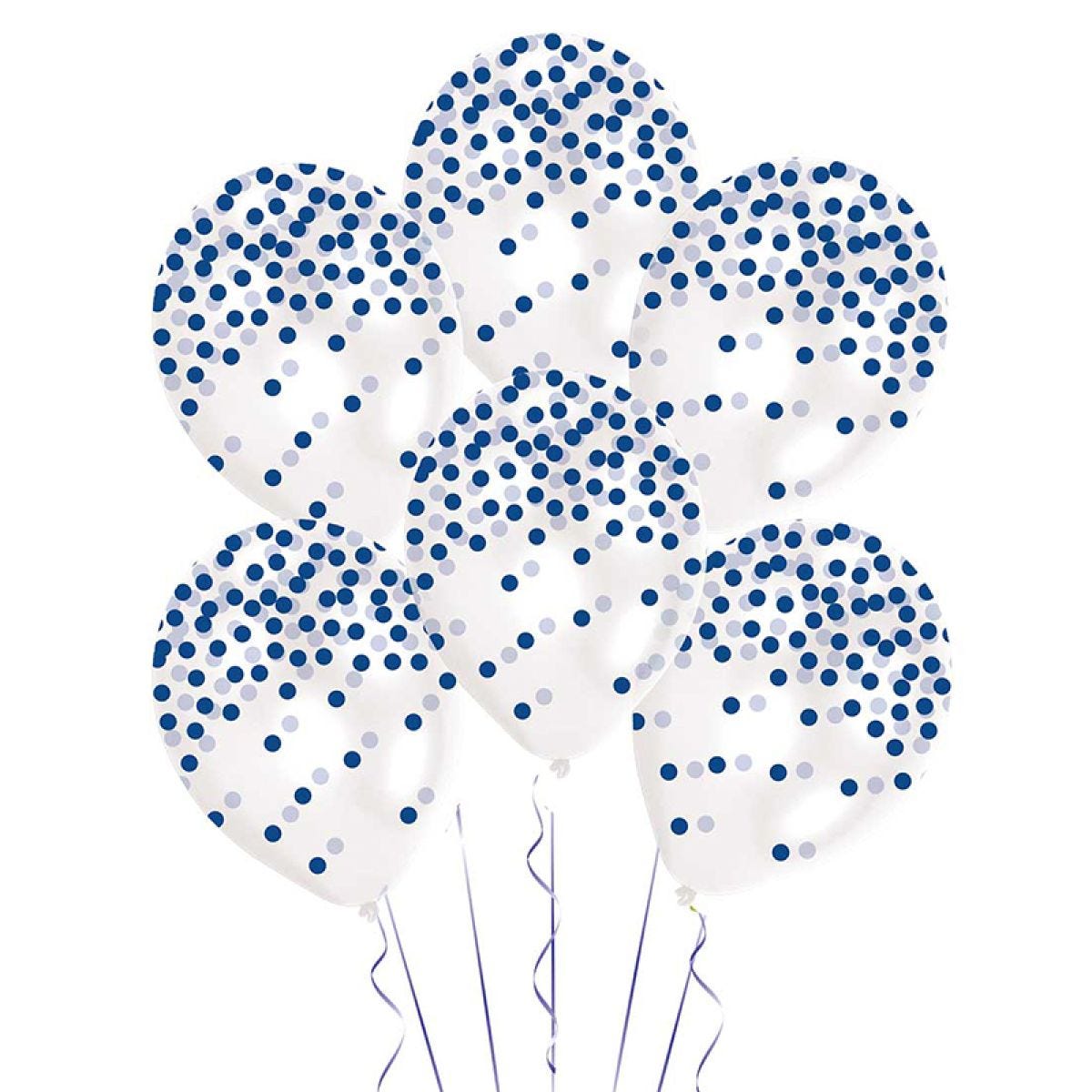 Blue Printed Confetti Latex Balloons - 11" (6pk)
