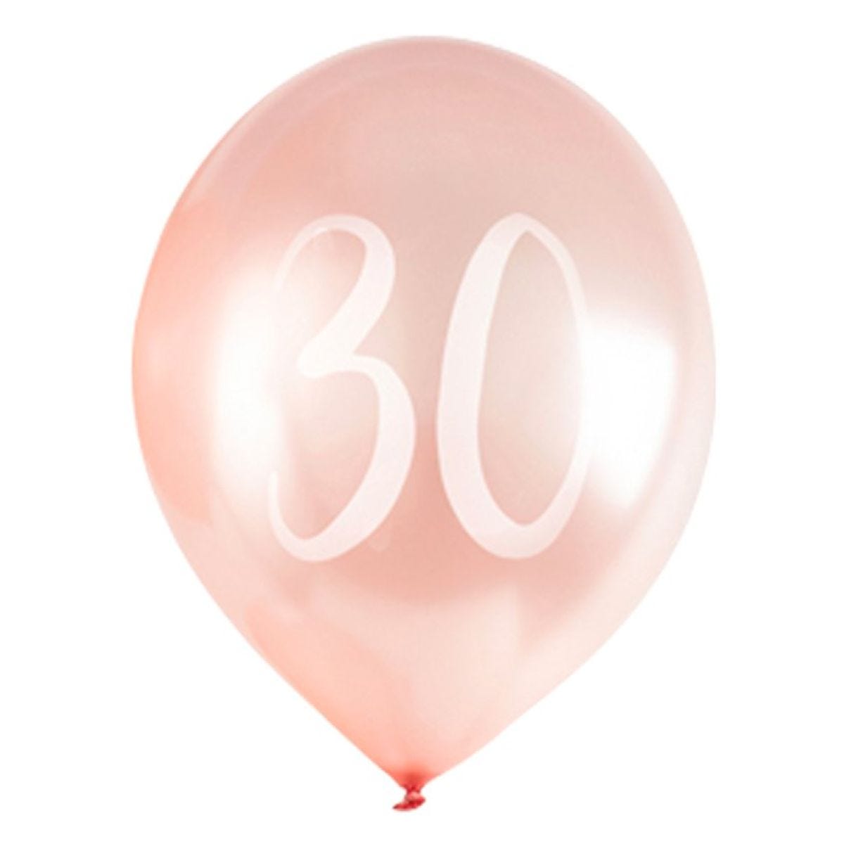Rose Gold 30th Milestone Balloons - 12" Latex