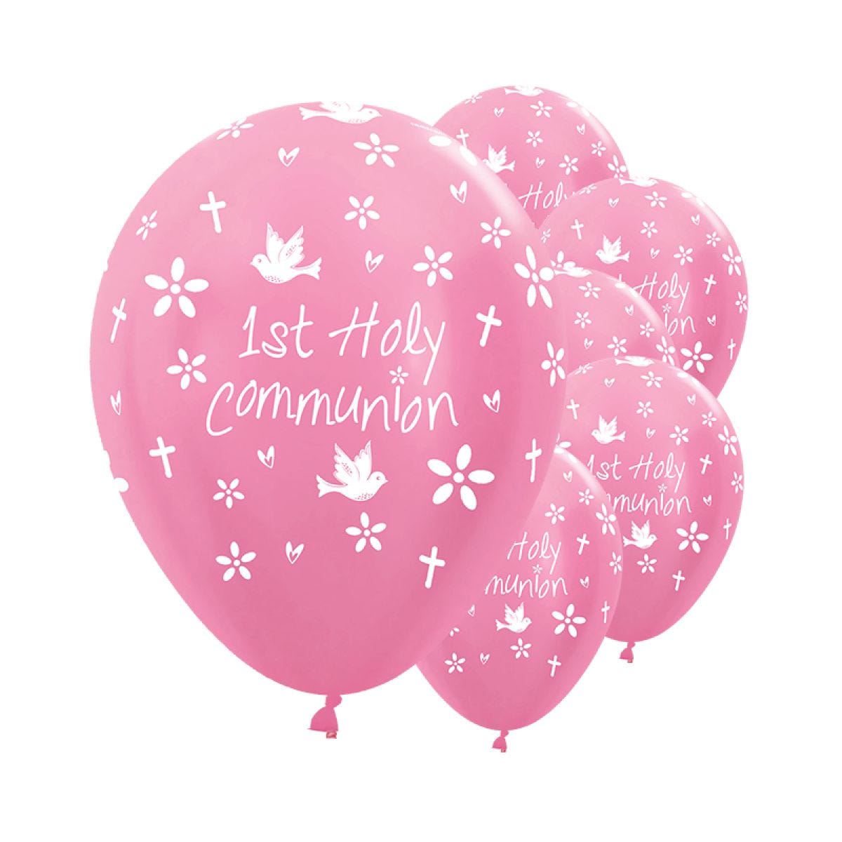 Satin Pink Communion Balloons - 12" Latex (25pk)