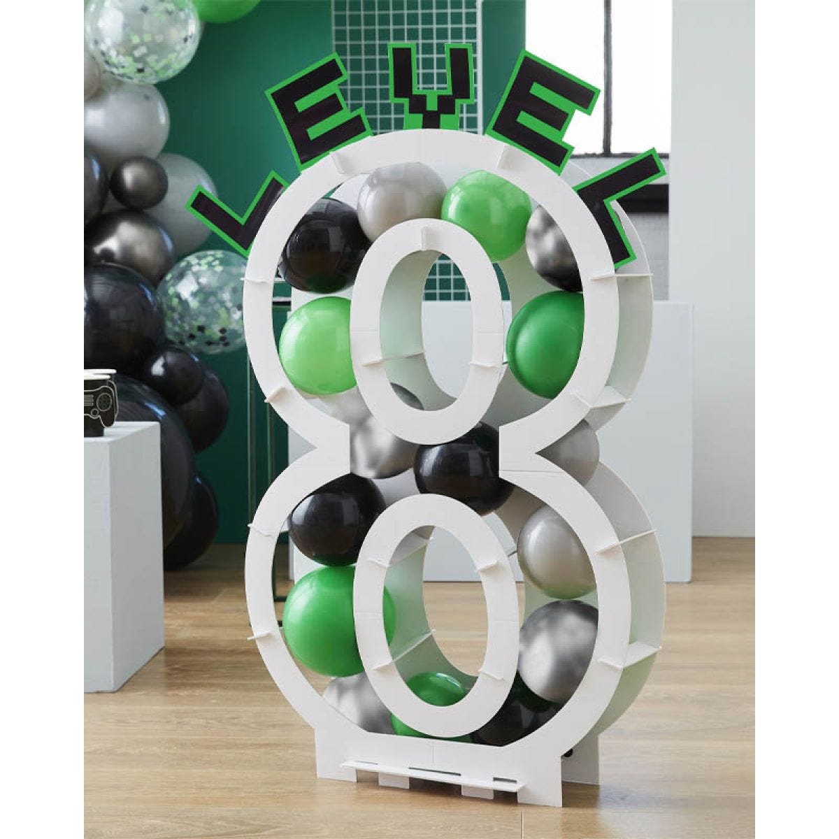 Black, Green & Grey Balloon Mosaic Balloon Pack with Letters (45pk)