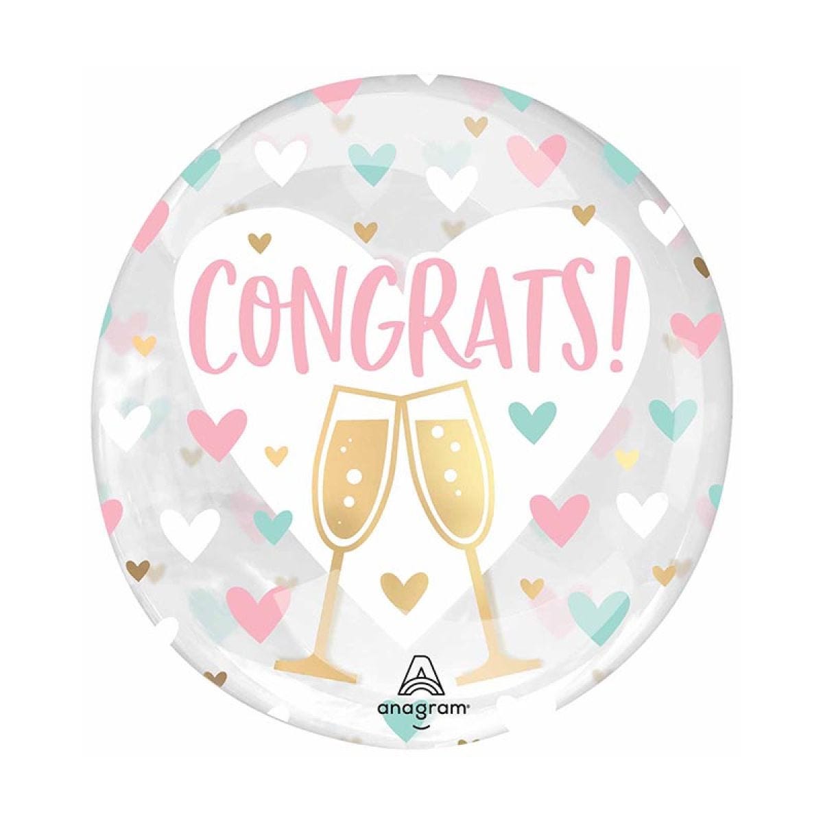 Congrats Hearts Clearz Balloon - 18"