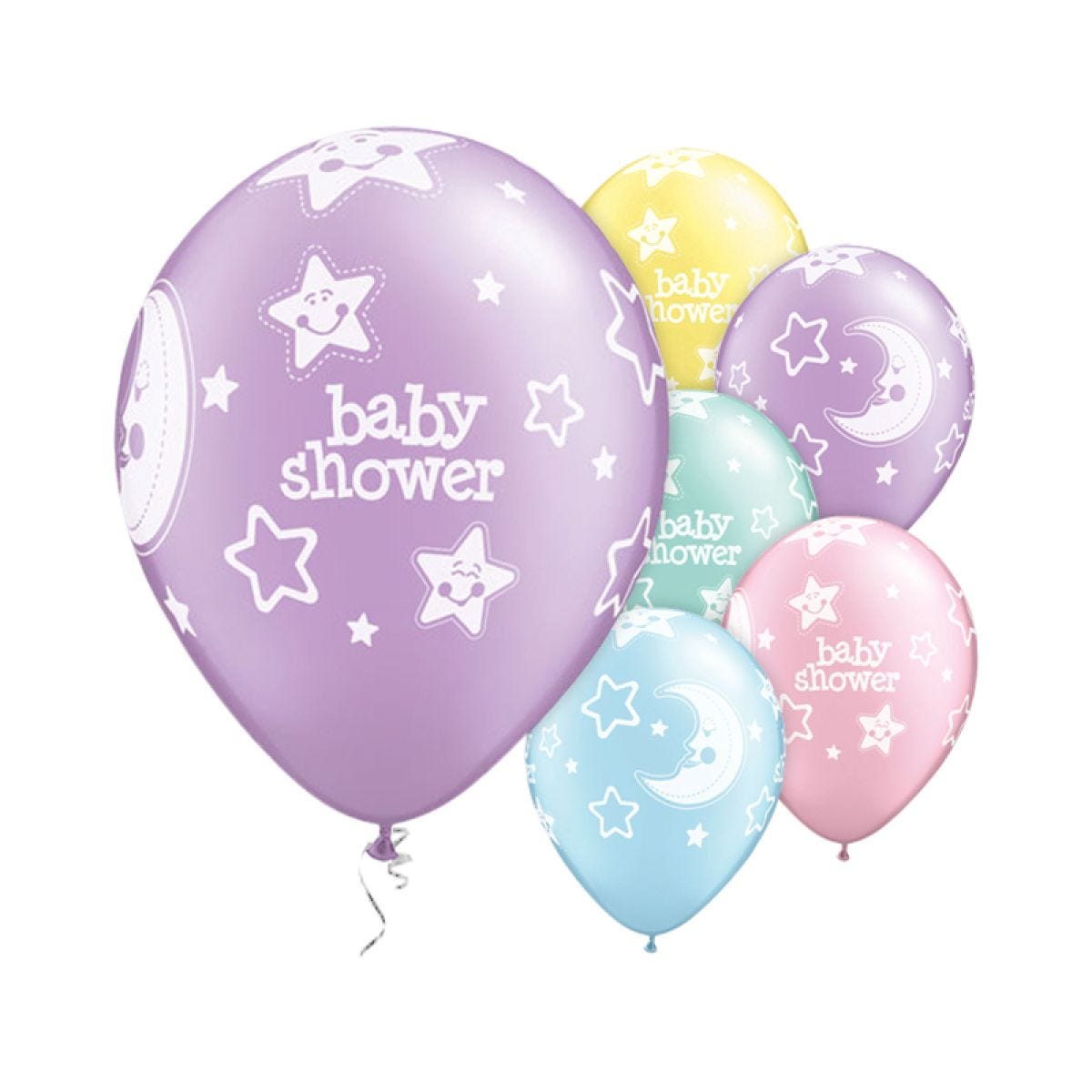 Moon & Stars Baby Shower Balloons - 11" Latex