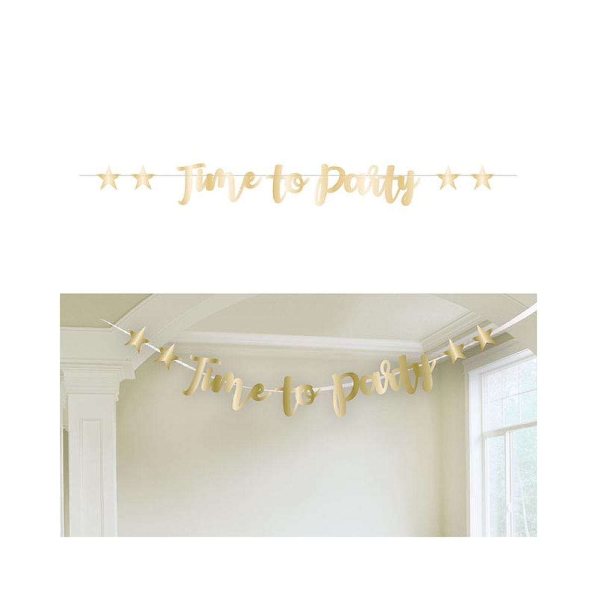 Gold Time to Party Foil Letter Banner - 2.5m