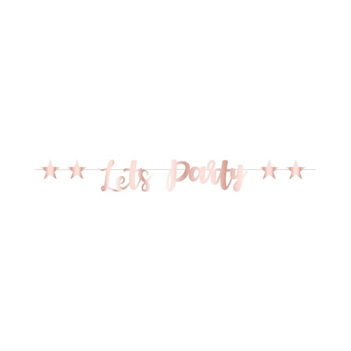 Rose Gold Let&apos;s Party Paper Banner - 1.8m
