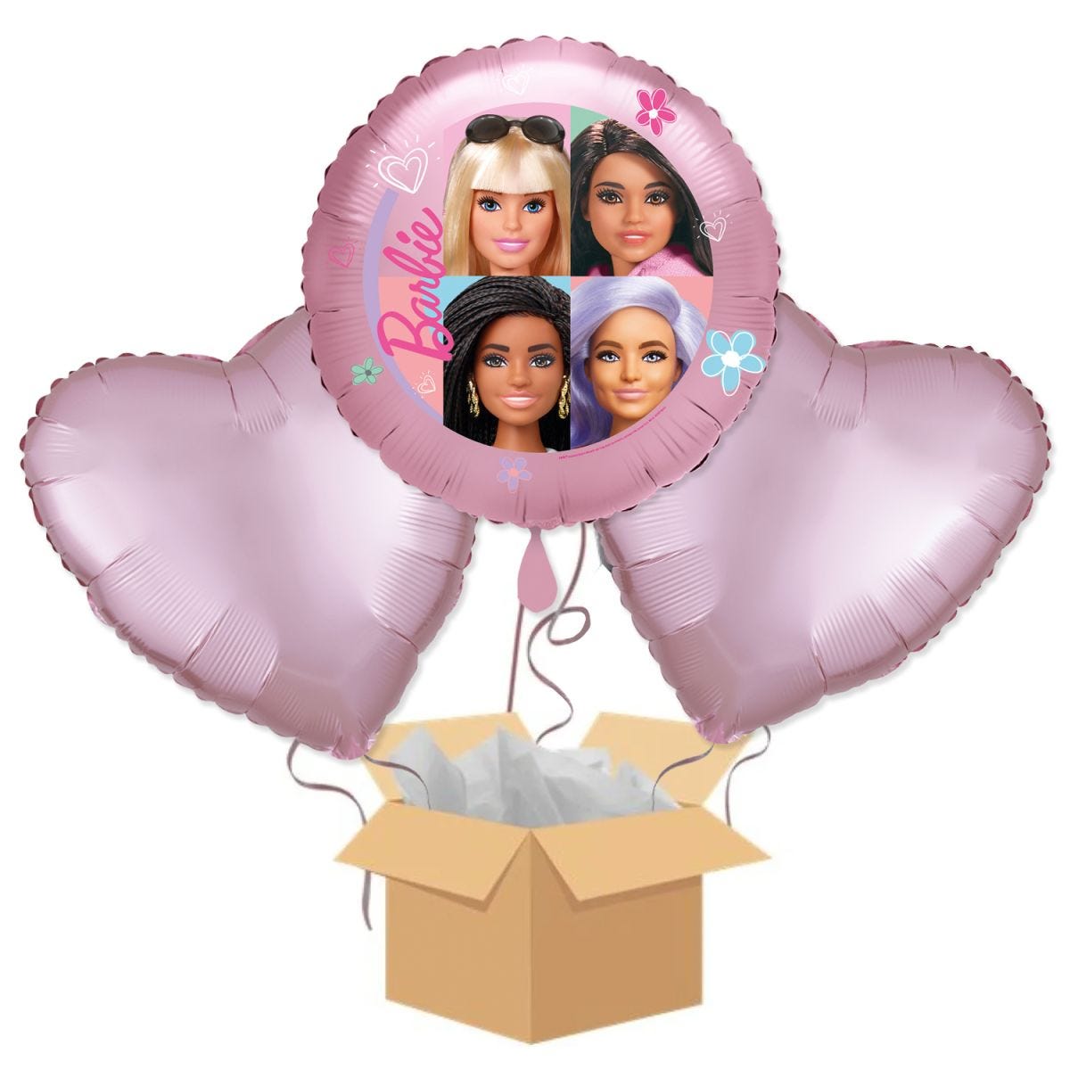 Pink Barbie Balloon Bouquet - Delivered Inflated