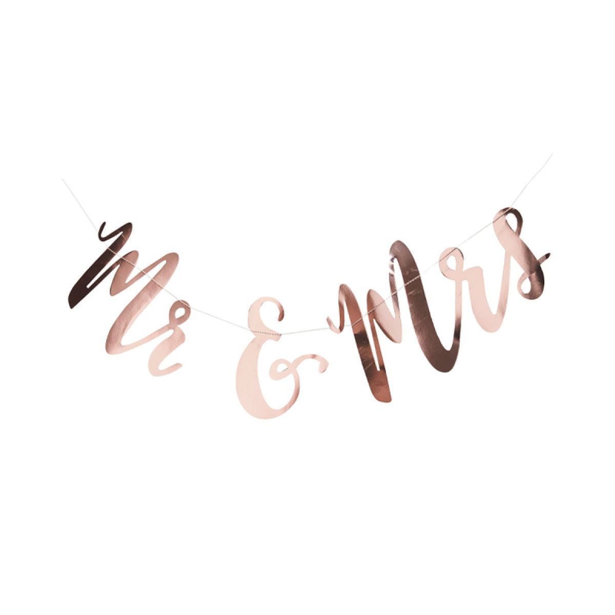 Beautiful Botanics &apos;Mr & Mrs&apos; Rose Gold Bunting - 1.5m