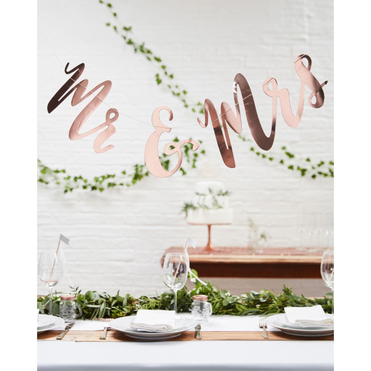 Beautiful Botanics &apos;Mr & Mrs&apos; Rose Gold Bunting - 1.5m