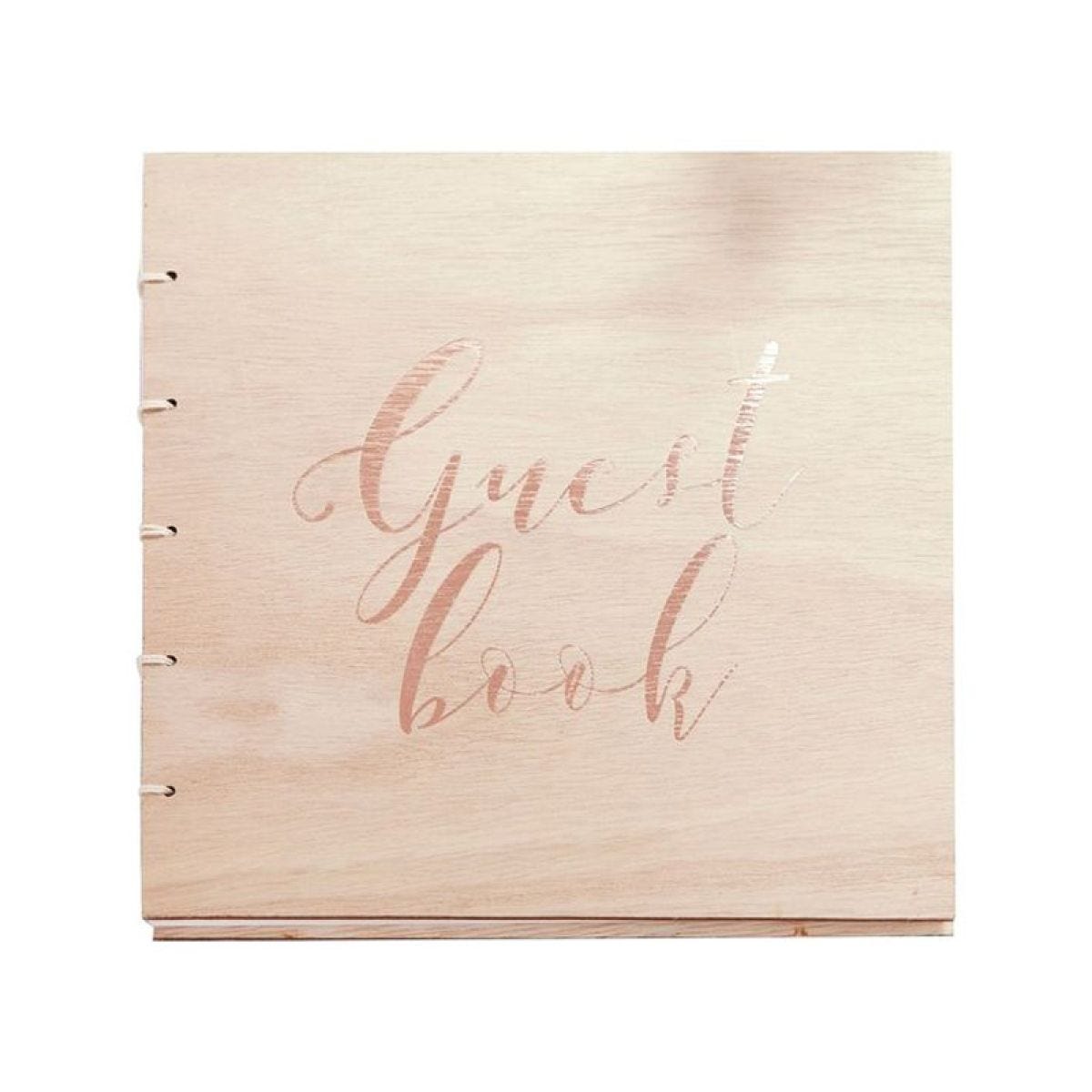 Beautiful Botanics Wooden Rose Gold Foiled Guest Book