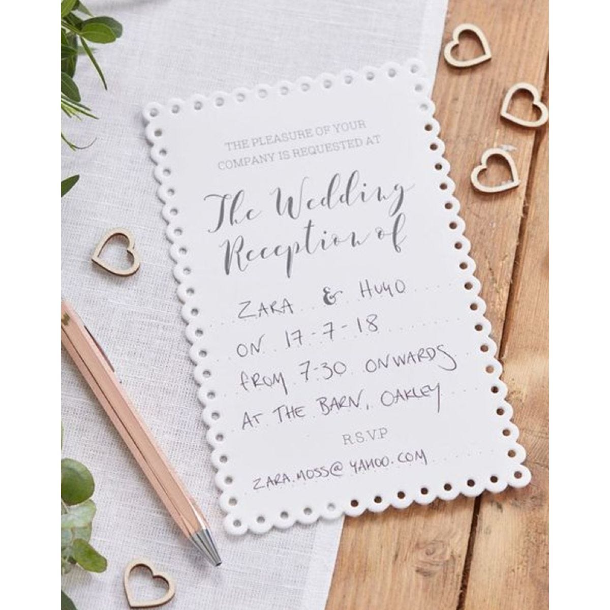 Beautiful Botanics Wedding Reception Invites