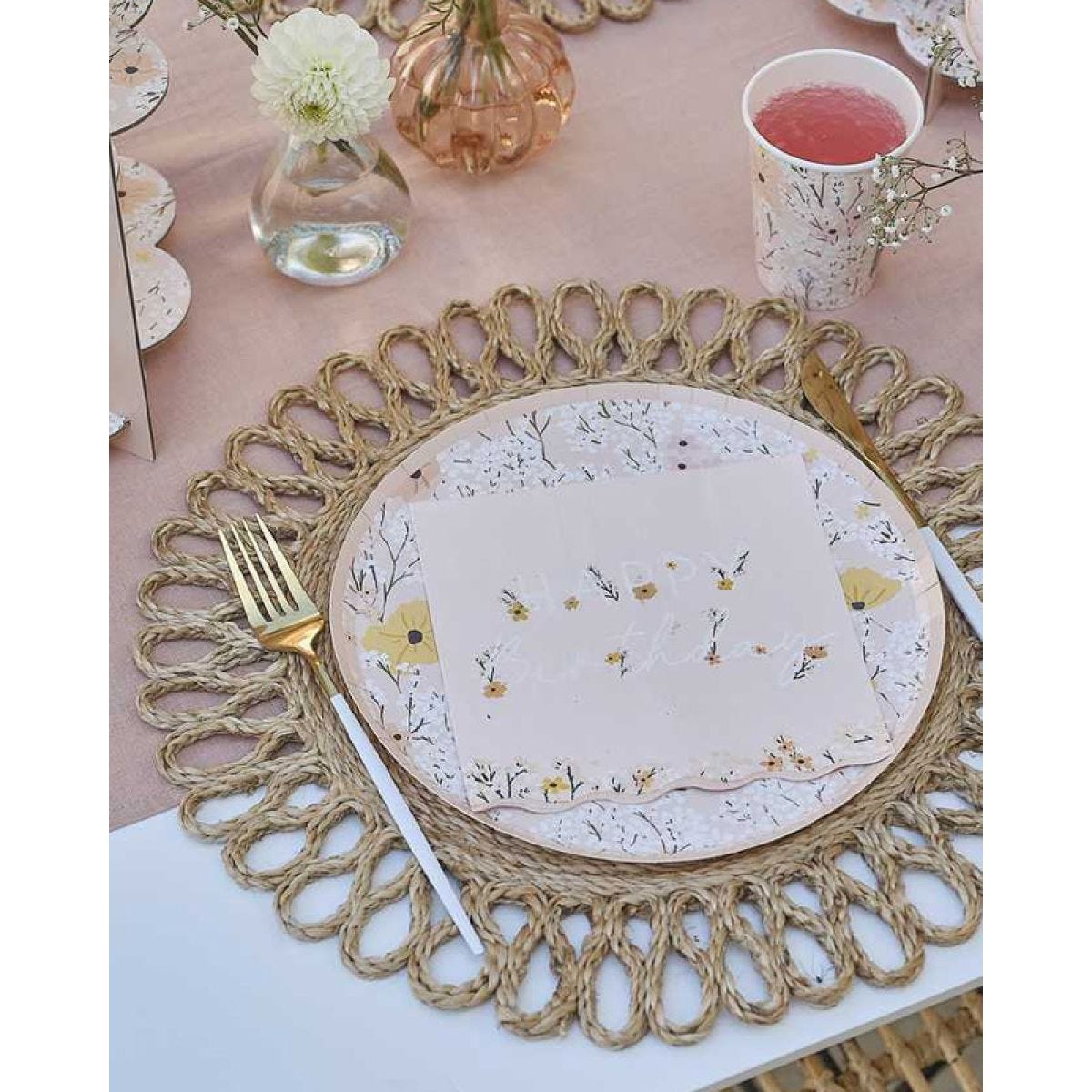 Birthday Bloom Floral Happy Birthday Paper Napkins - 33cm (16pk)