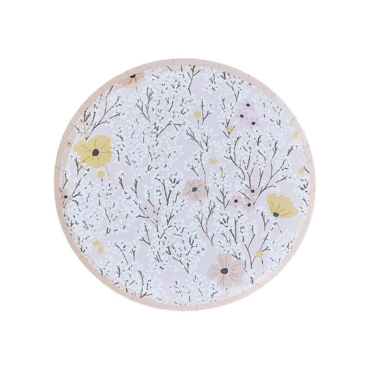 Birthday Bloom Floral Paper Plates - 24.5cm