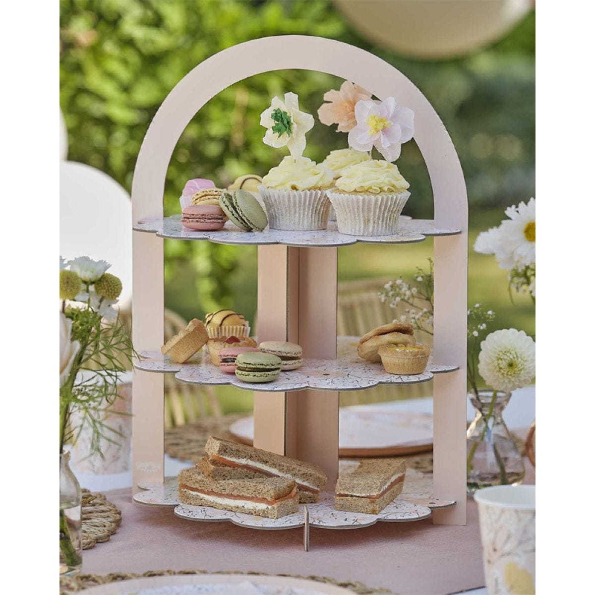 Birthday Bloom Floral Afternoon Tea Stand - 31cm x 42cm