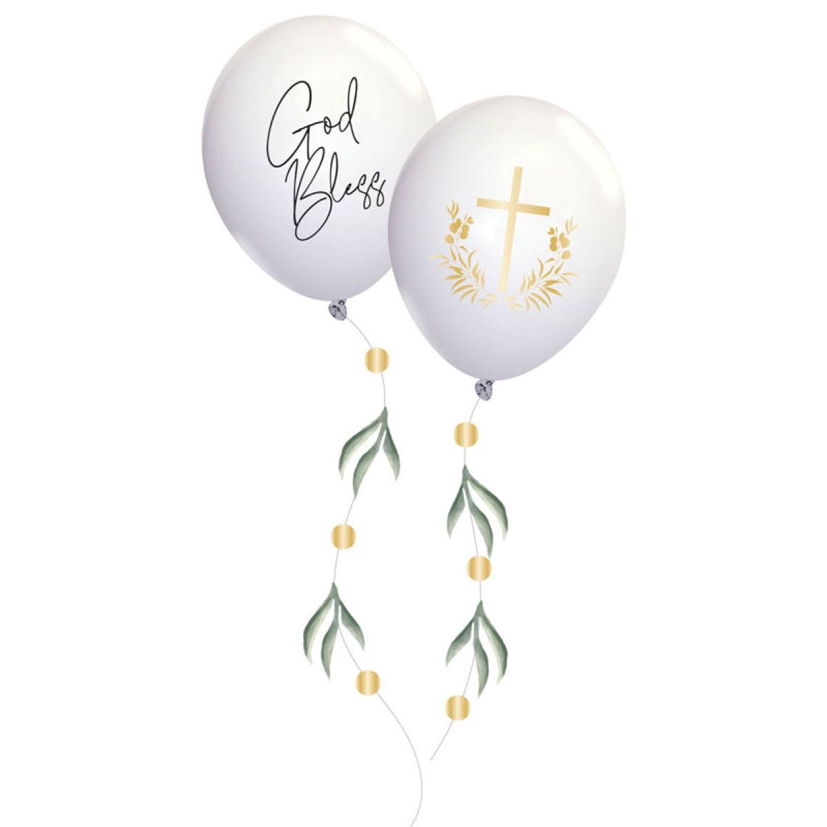 Botanical Celebration &apos;God Bless&apos; Balloons with Tails - 11" Latex