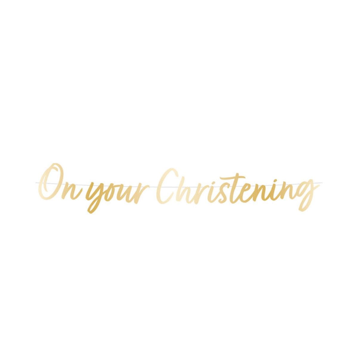 Botanical Celebration &apos;On your Christening&apos; Paper Banner - 1.6m