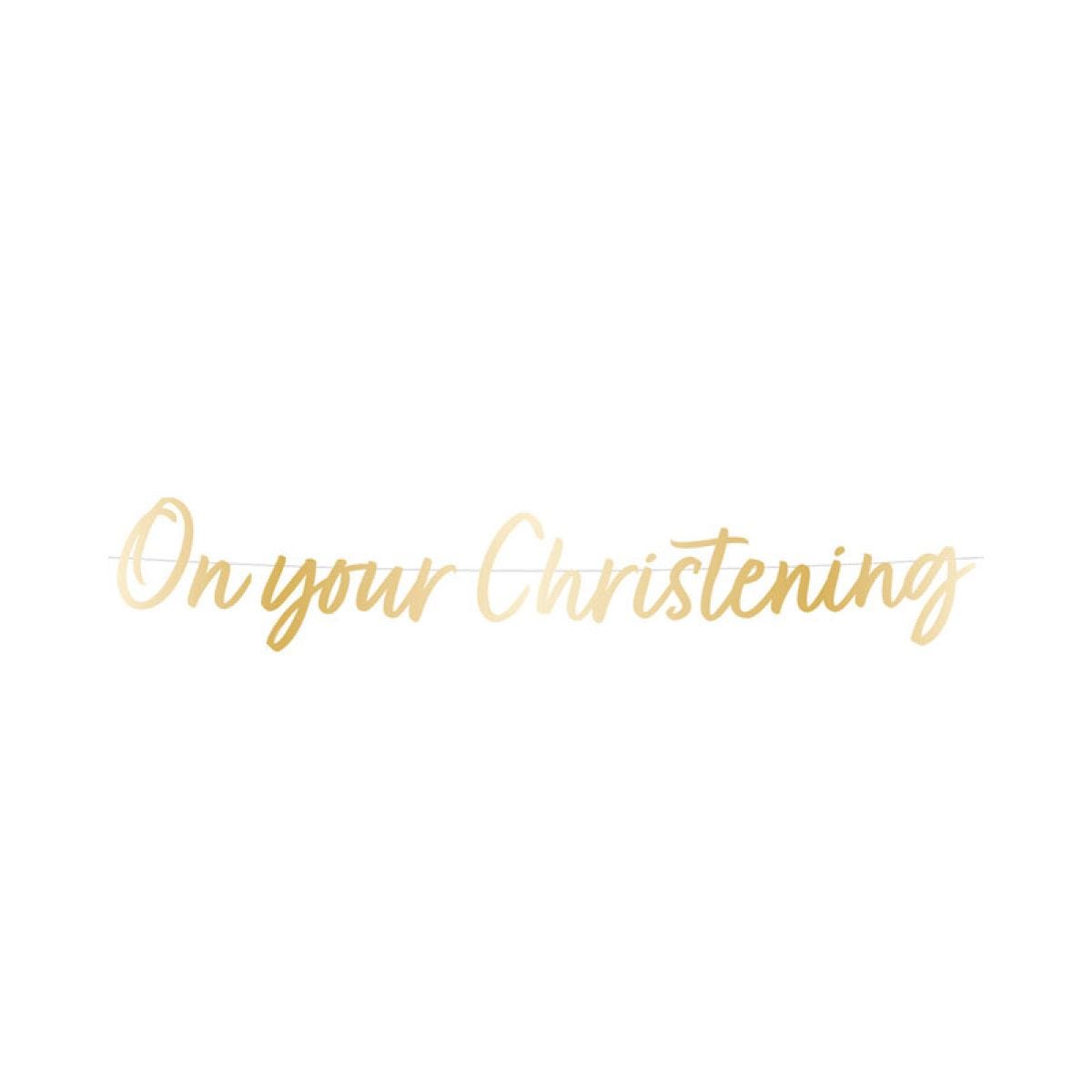 Botanical Celebration &apos;On your Christening&apos; Paper Banner - 1.6m