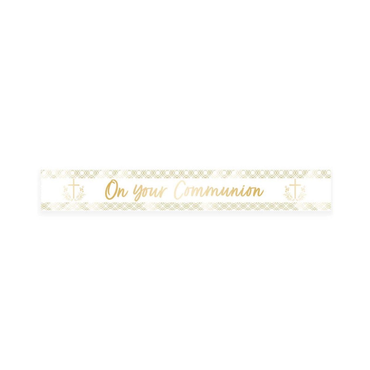 Botanical Celebration &apos;On your Communion&apos; Foil Banner - 2.7m