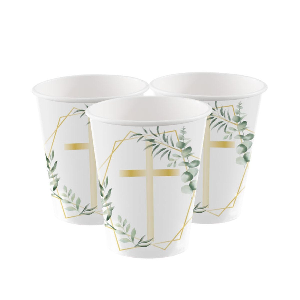 Botanical Celebration Cross Paper Cups - 237ml