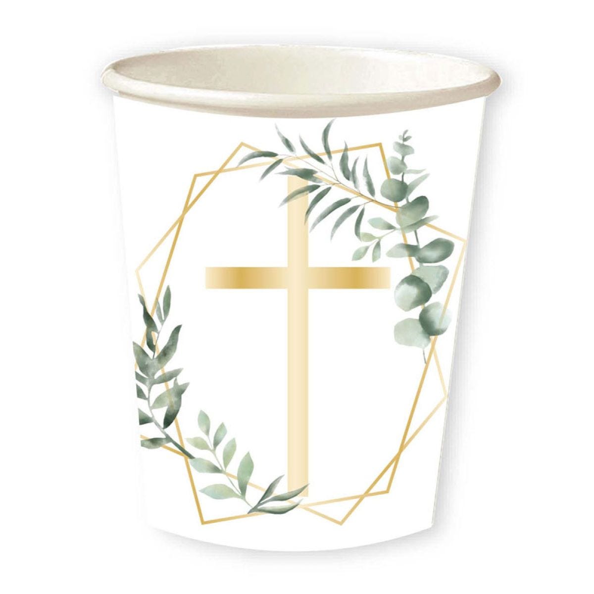 Botanical Celebration Cross Paper Cups - 237ml
