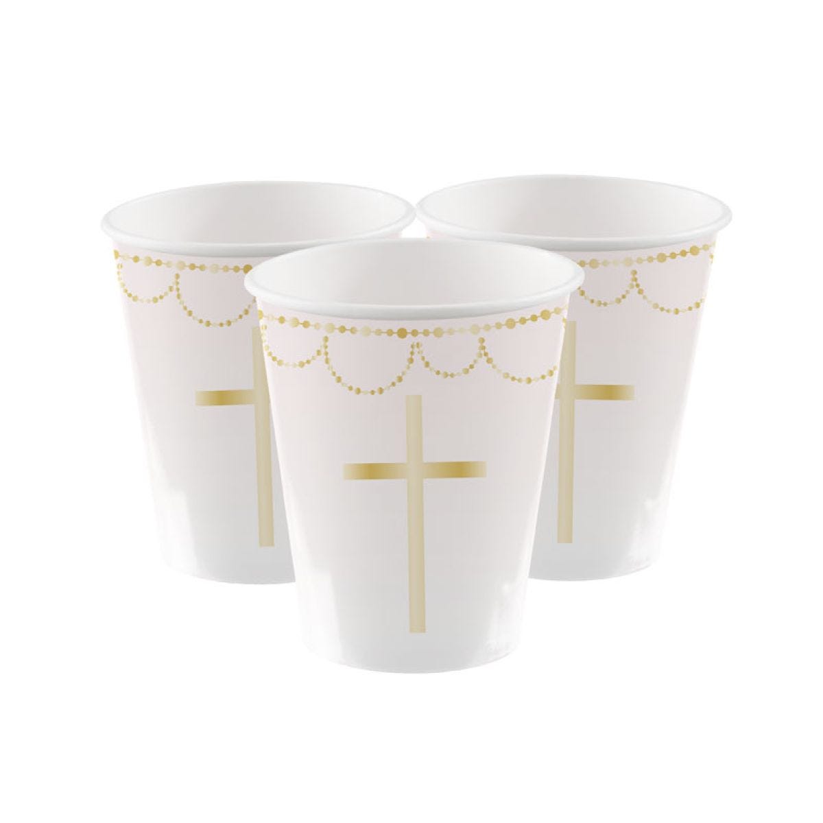 Pink Botanical Cross Paper Cups - 237ml