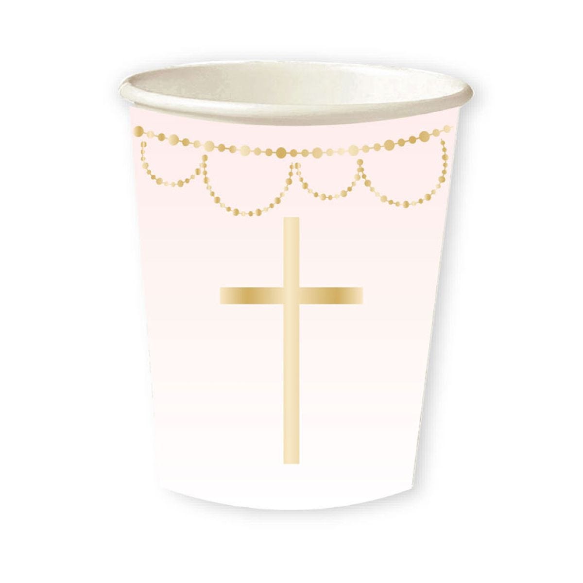 Pink Botanical Cross Paper Cups - 237ml