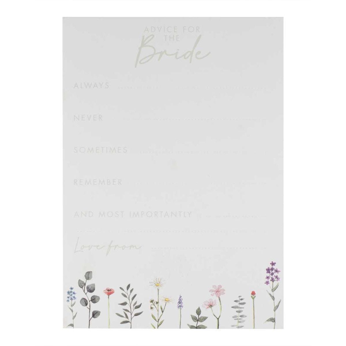 Bridal Bloom Floral Advice to the Bride Cards (10pk)