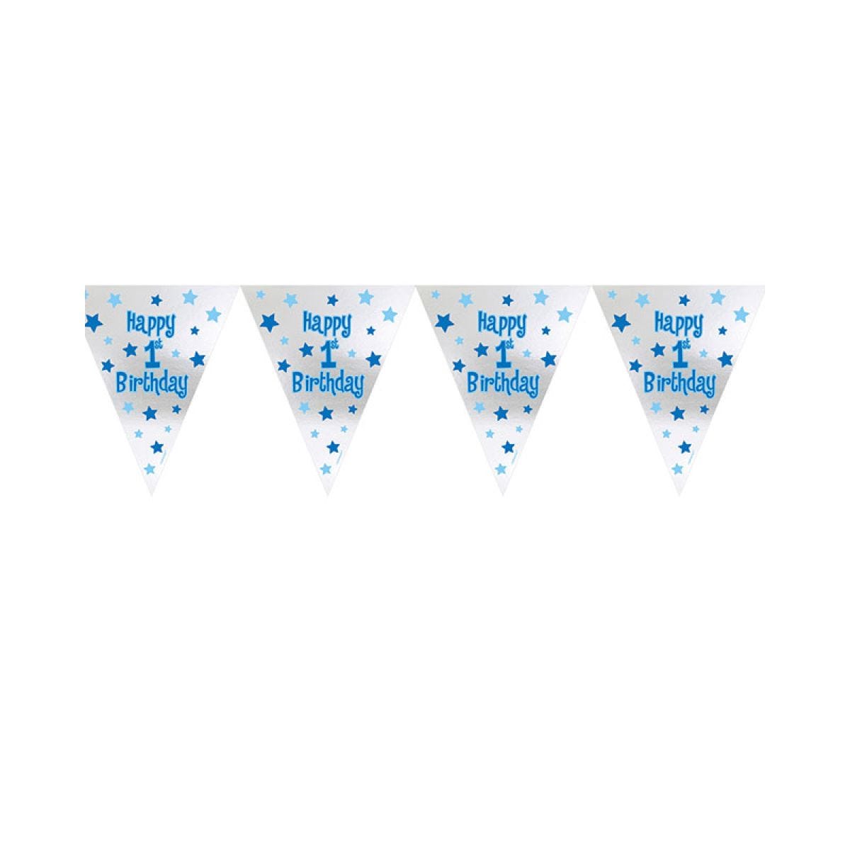 Blue Happy 1st Birthday Foil Bunting - 3.7m