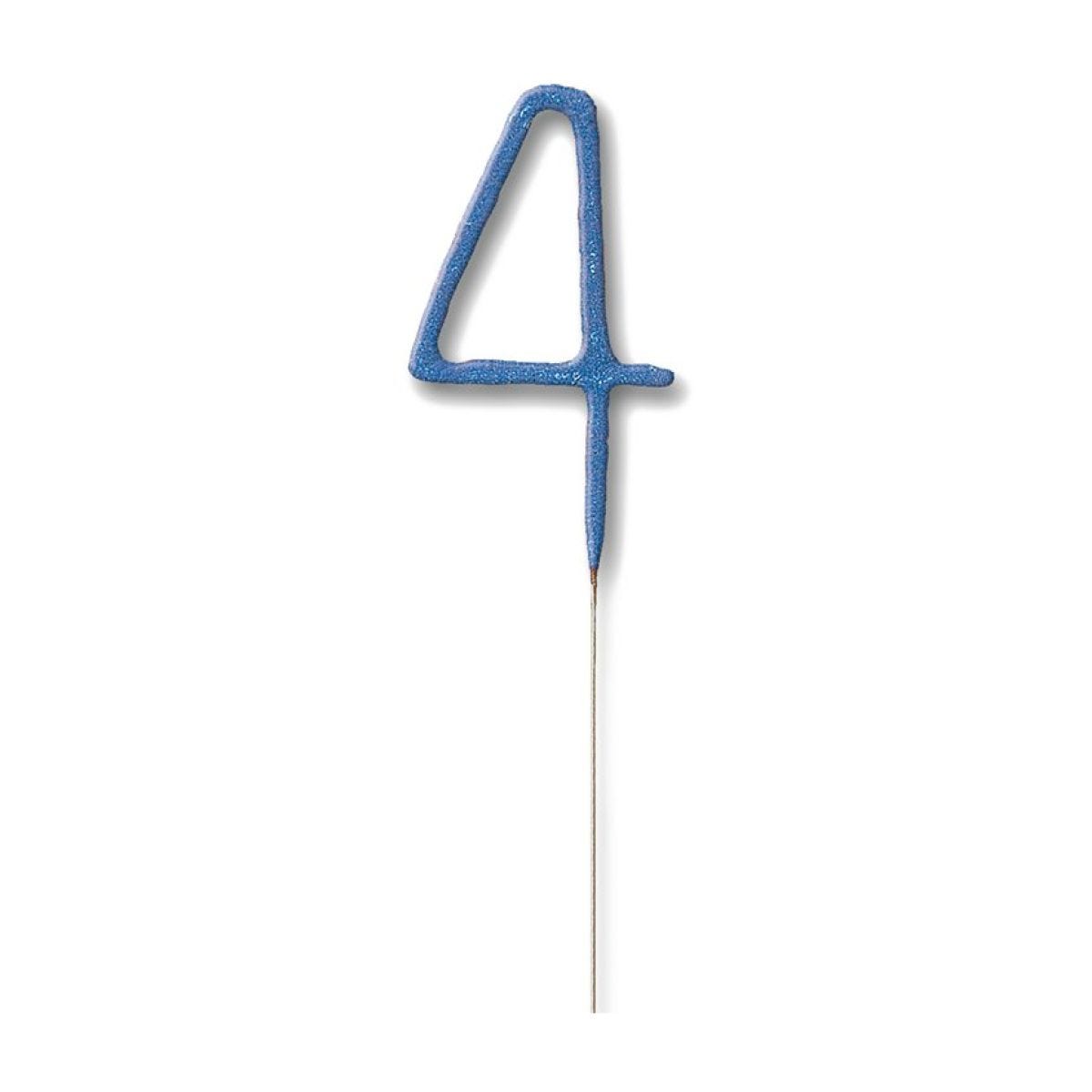 Blue Number 4 Sparkler Candle - 7"