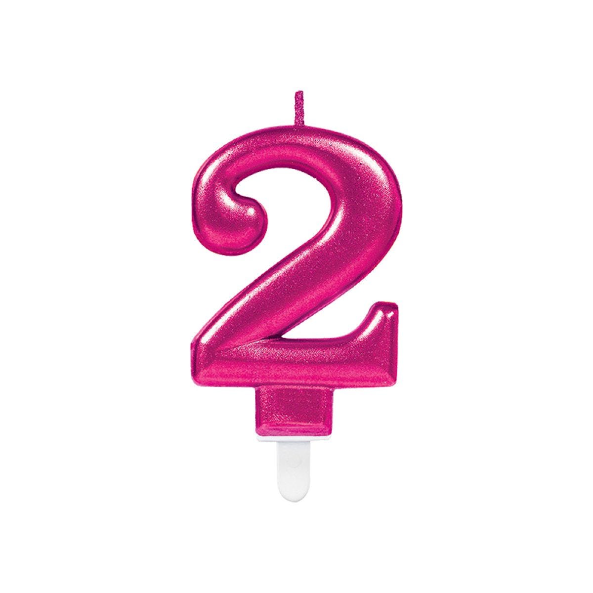 Pink Number 2 Candle - 7.5cm