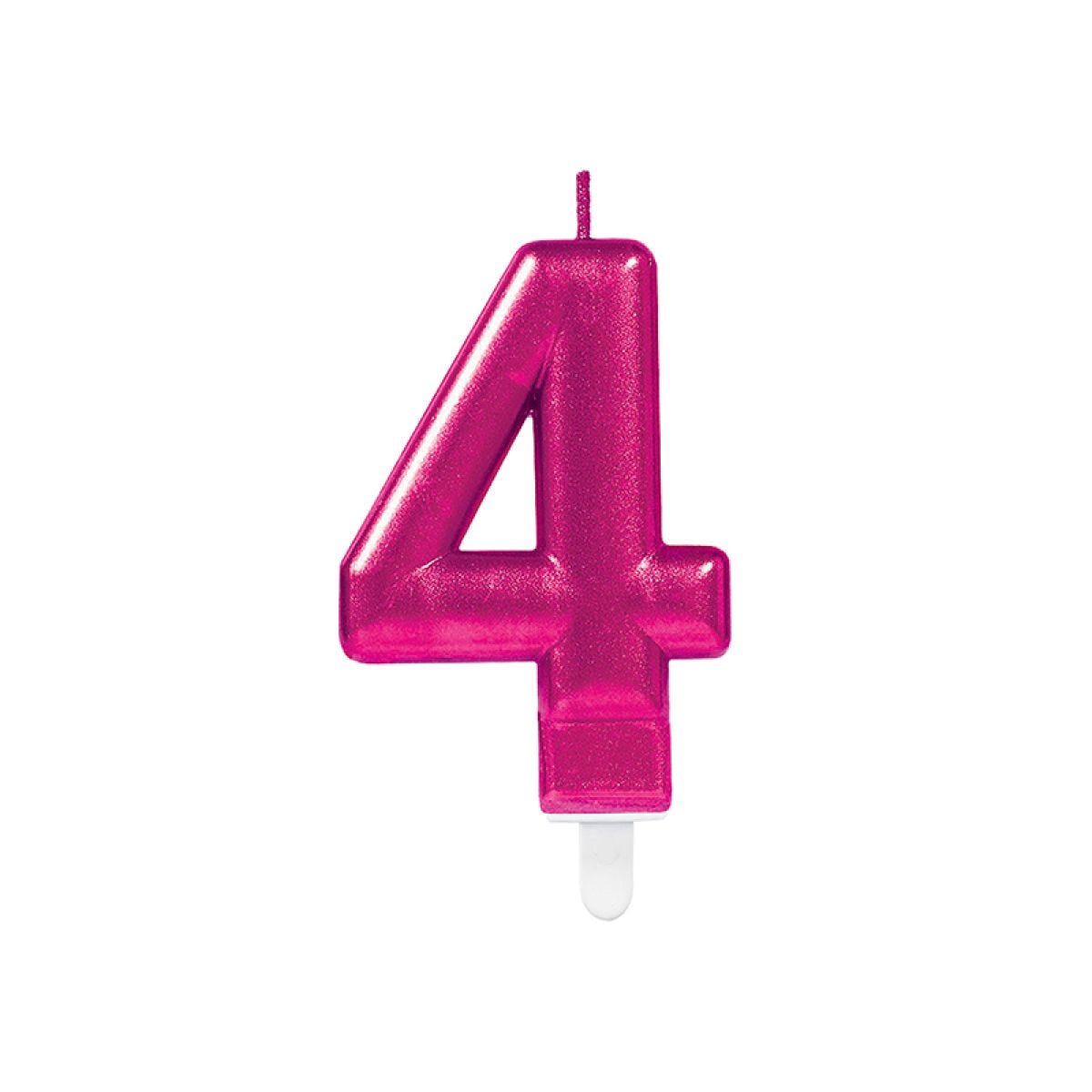 Pink Number 4 Candle - 7.5cm