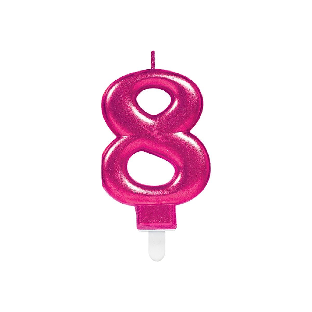 Pink Number 8 Candle - 7.5cm