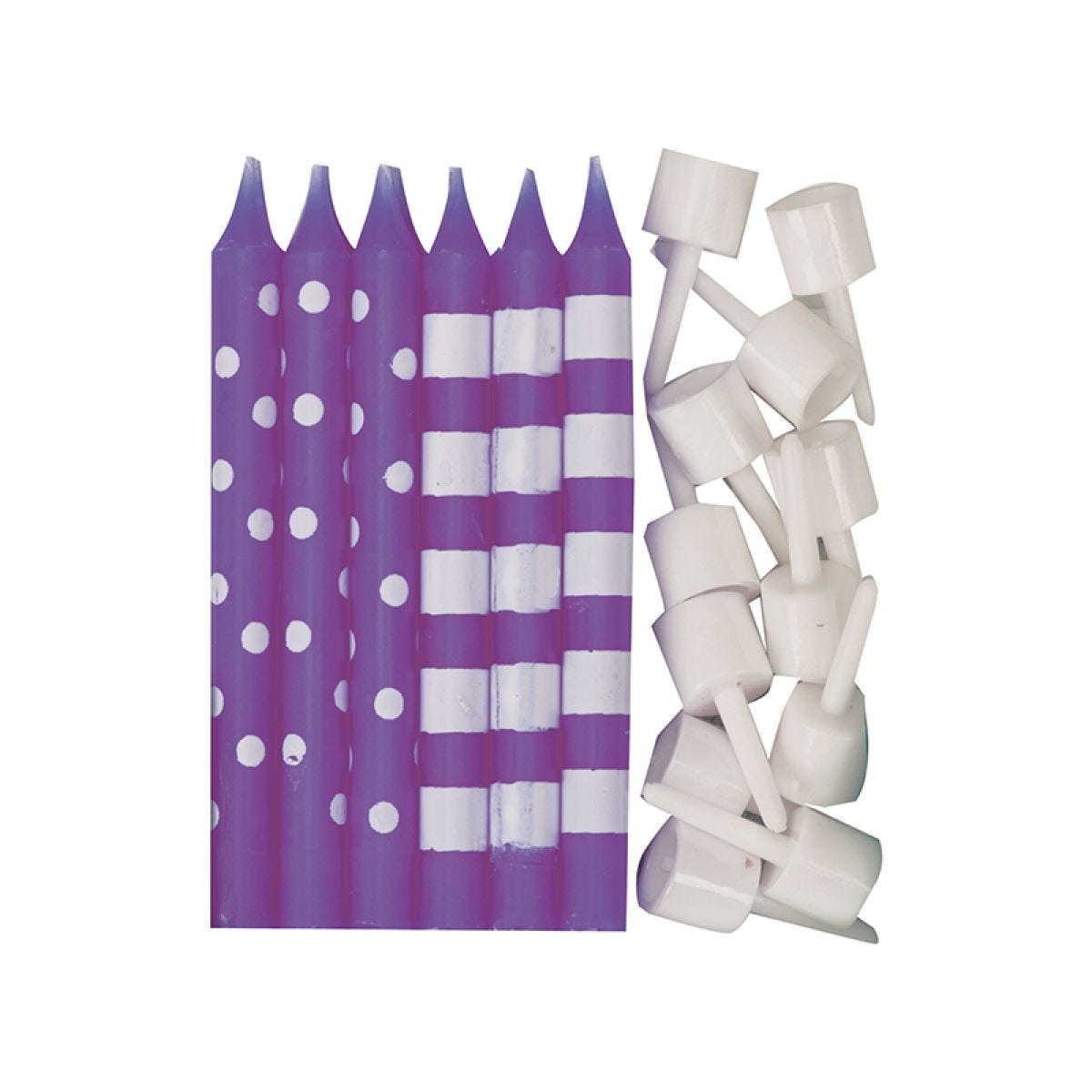 New Purple Dots & Stripe Candle (12pk)