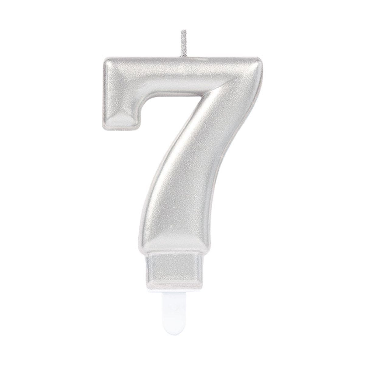 Silver Number 7 Candle - 7.5cm