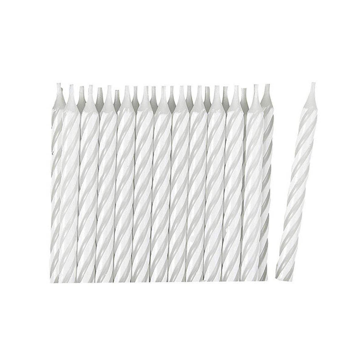 White Stripe Metallic Spiral Candles (24pk)