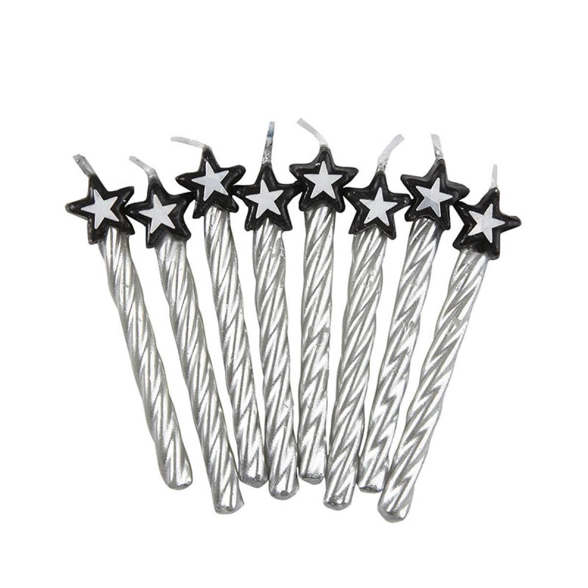 Silver Candles with Star (8pk)