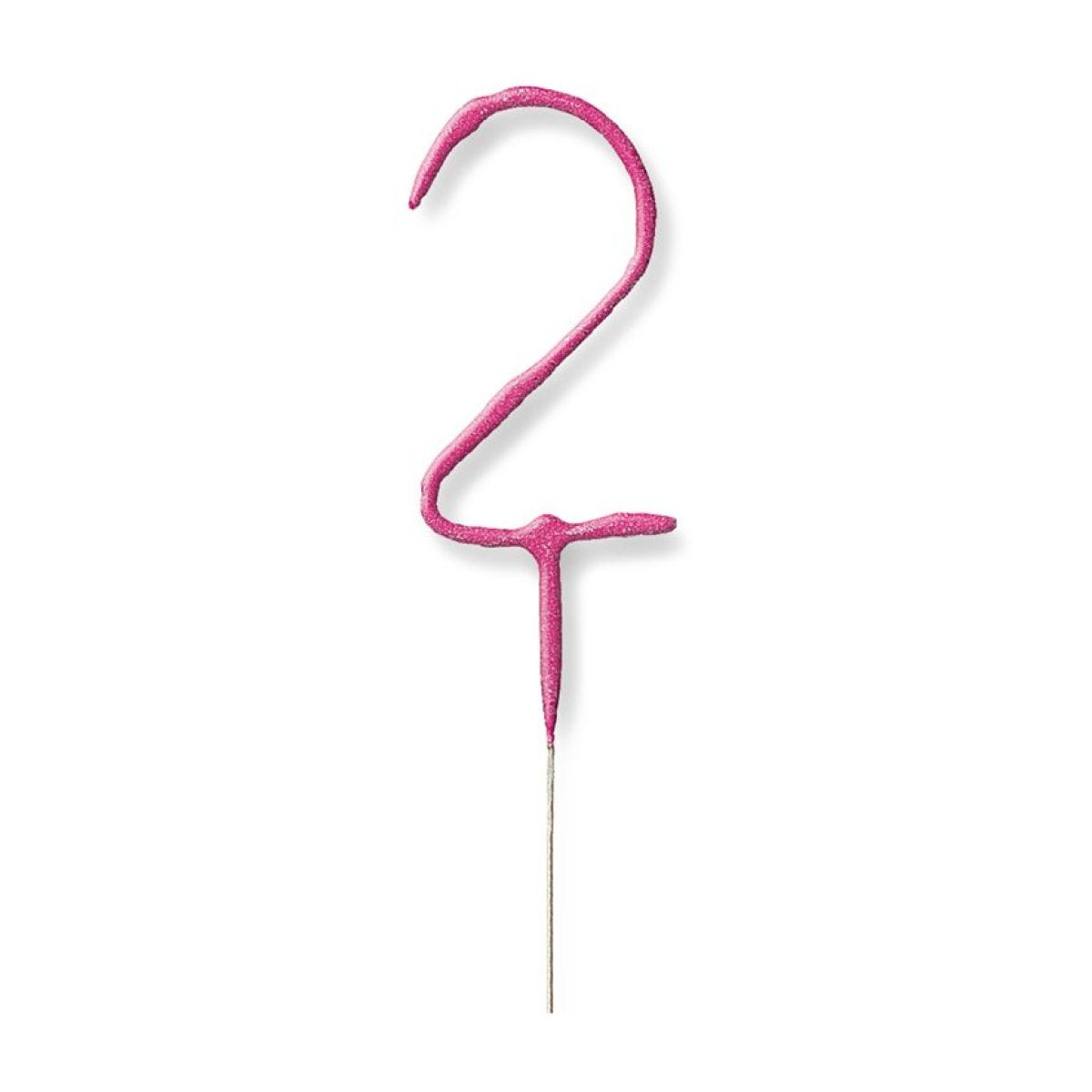 Pink Number 2 Sparkler Candle - 7"