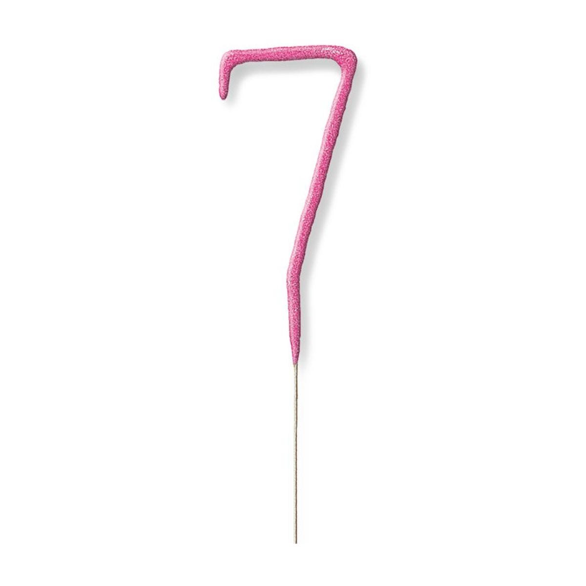 Pink Number 7 Sparkler Candle - 7"