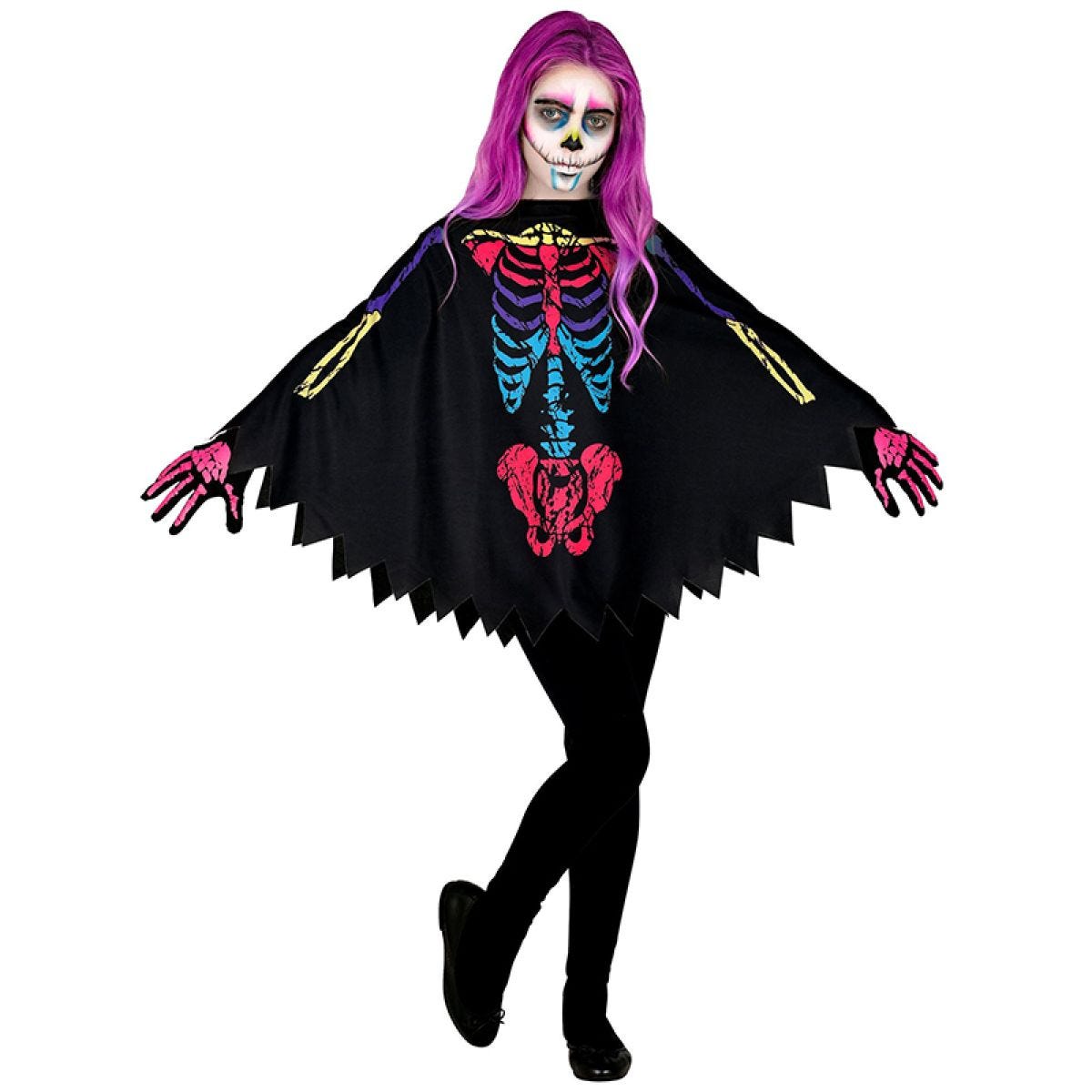 Colorful Skeleton Poncho - Child