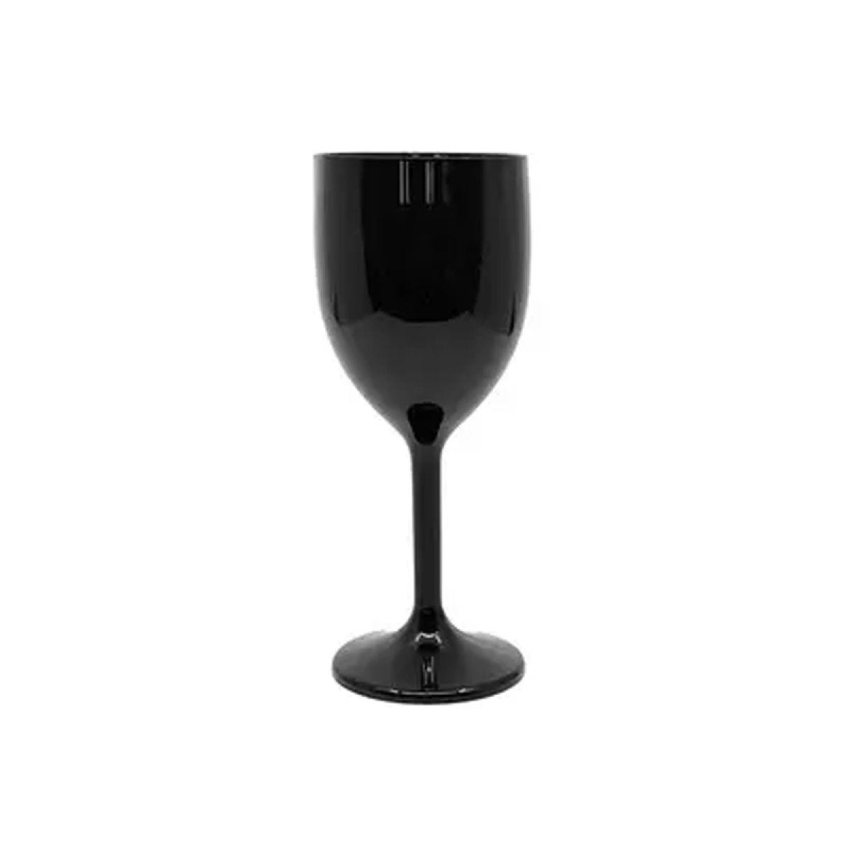 Black Reuseable Plastic Wine Glasses (2pk)