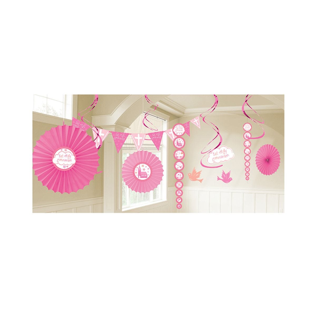 First Holy Communion Pink Decoration Kit (18pcs)