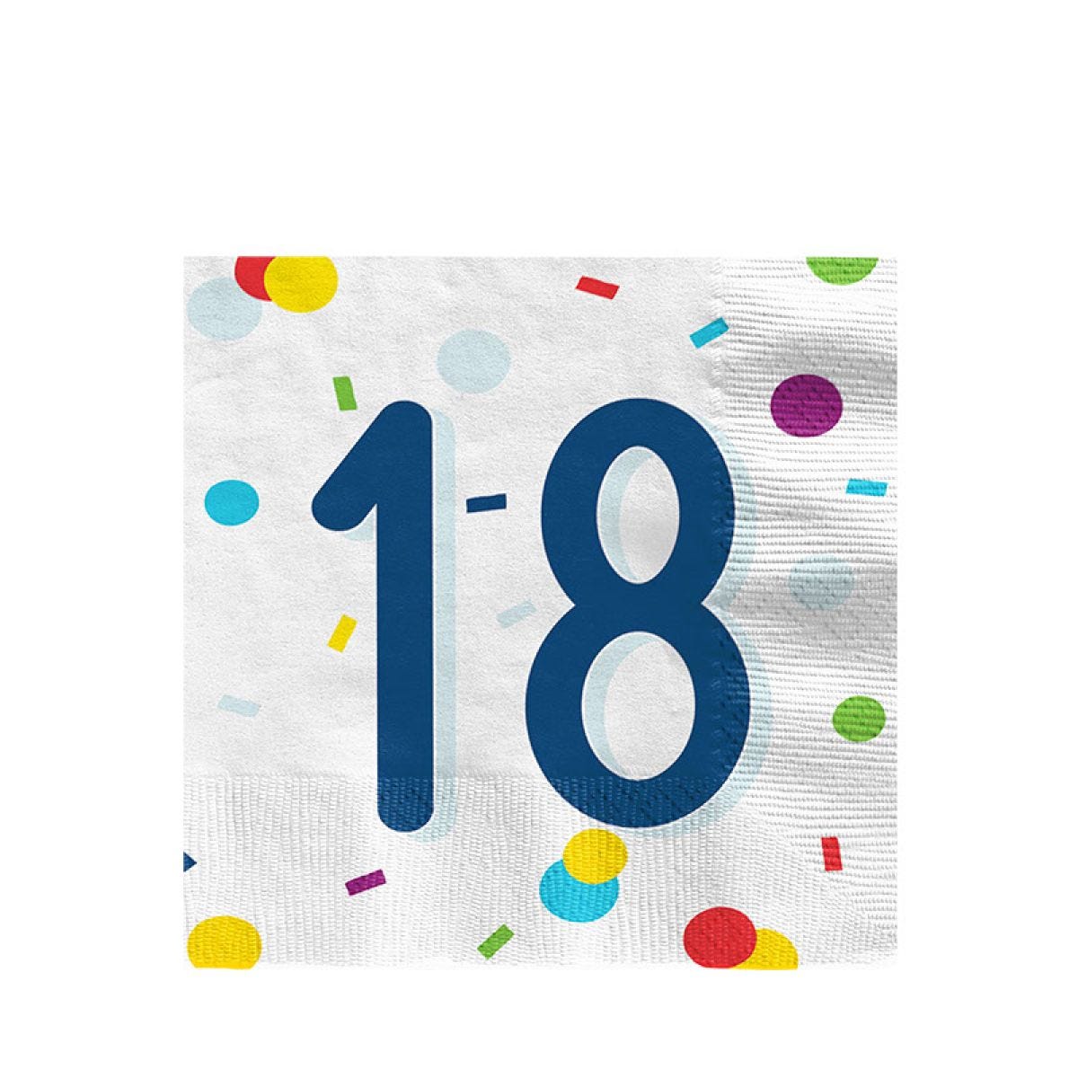 Confetti Birthday Age 18 Napkins - 33cm (20pk)
