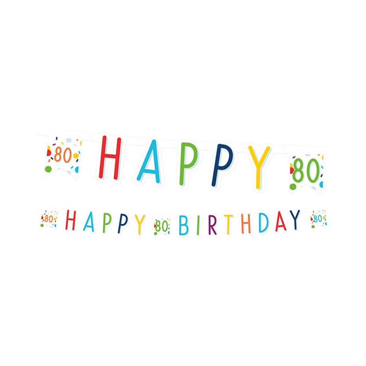 Confetti Birthday Age 80 Letter Banner - 1.8m