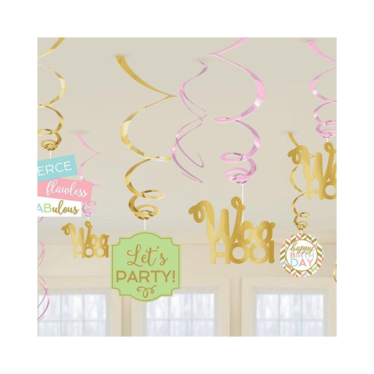 Confetti Fun Swirl Decorations (12pk)