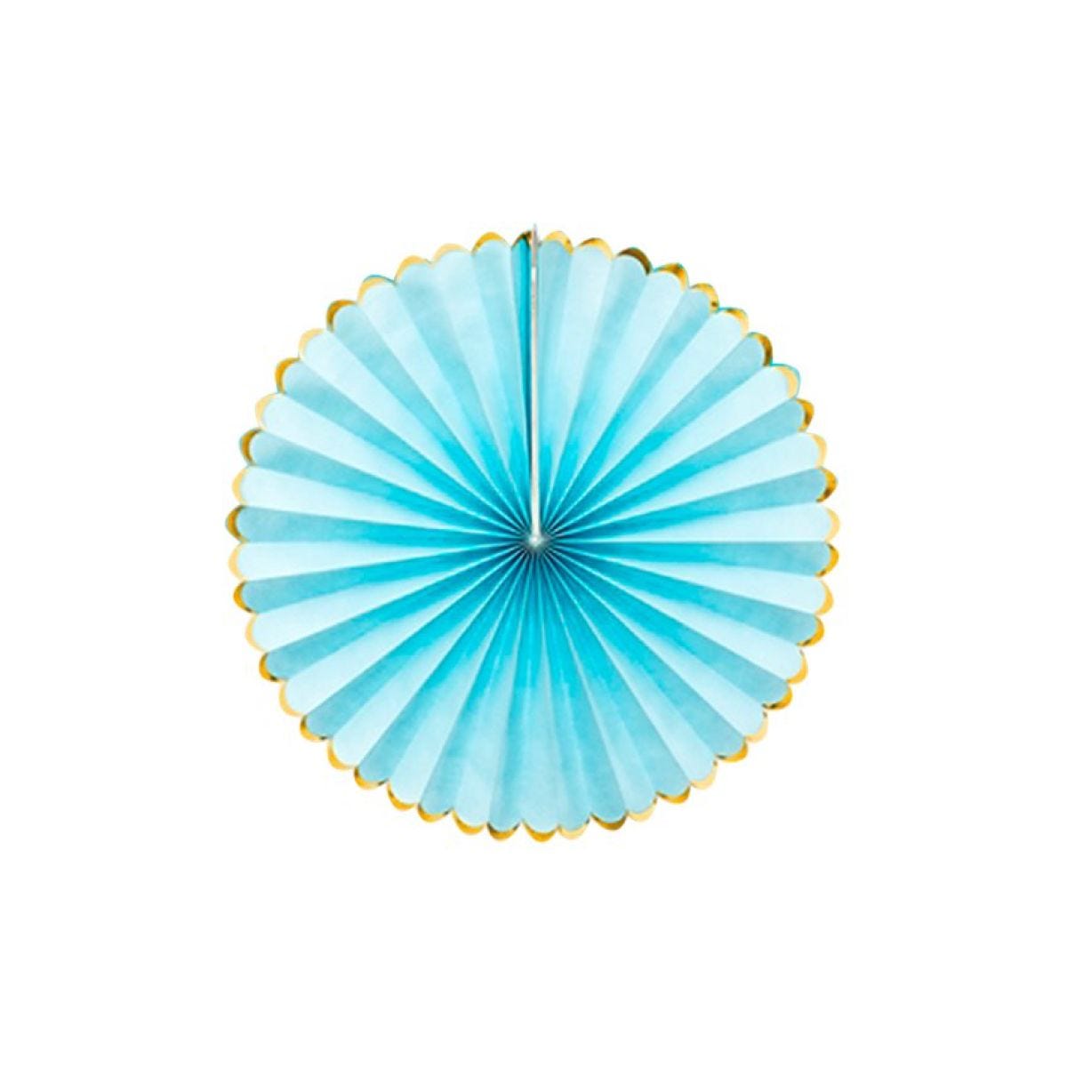 Pastel Blue & Gold Paper Fans (3pk)