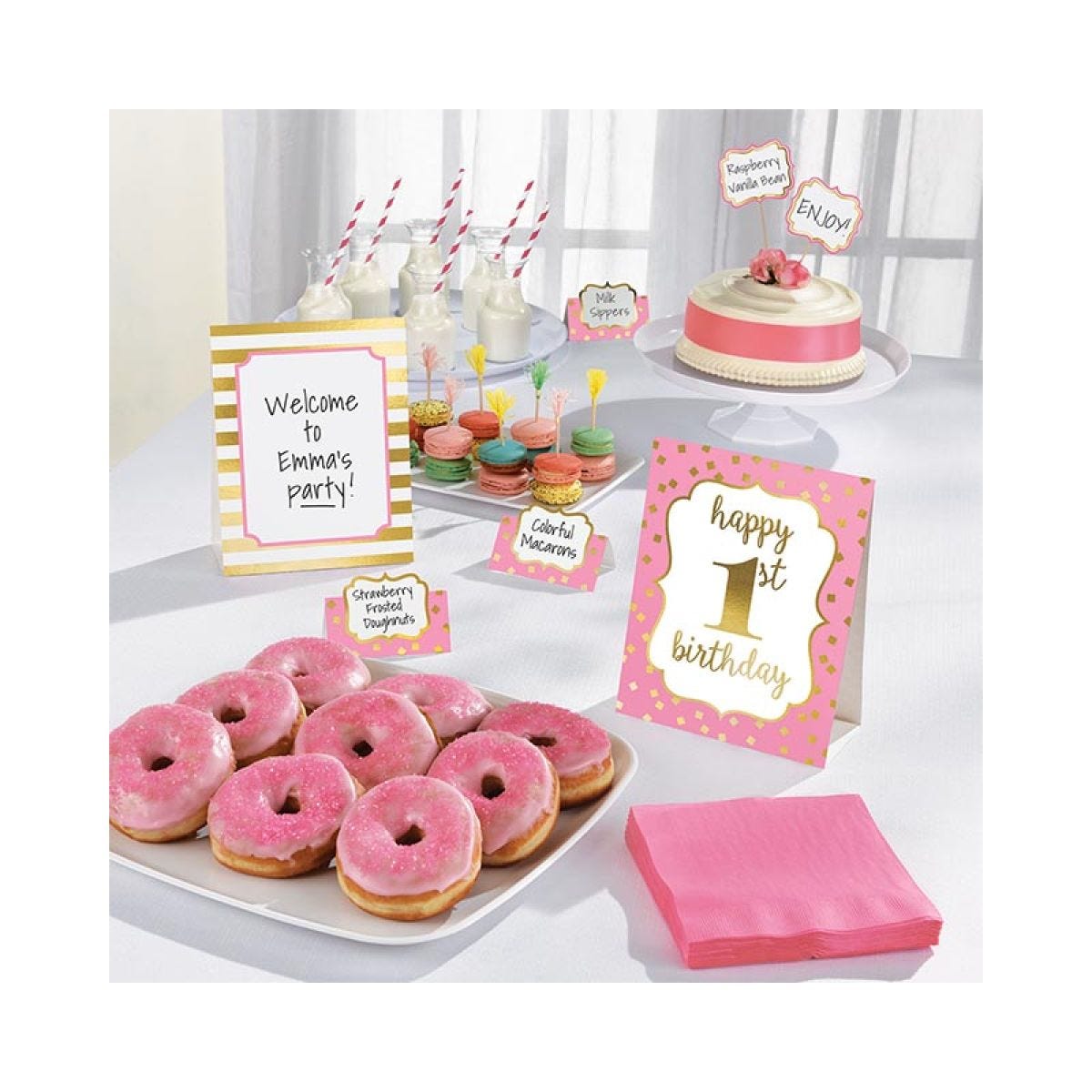 1st Bday Pink Buffet Decorating Kit (12pcs)