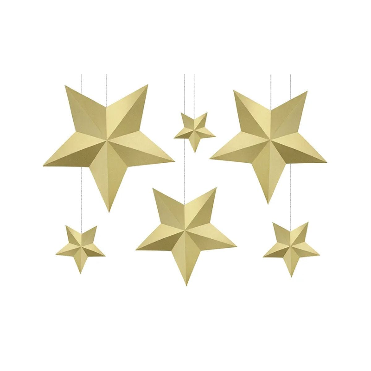 Gold Hanging Stars (6pk)
