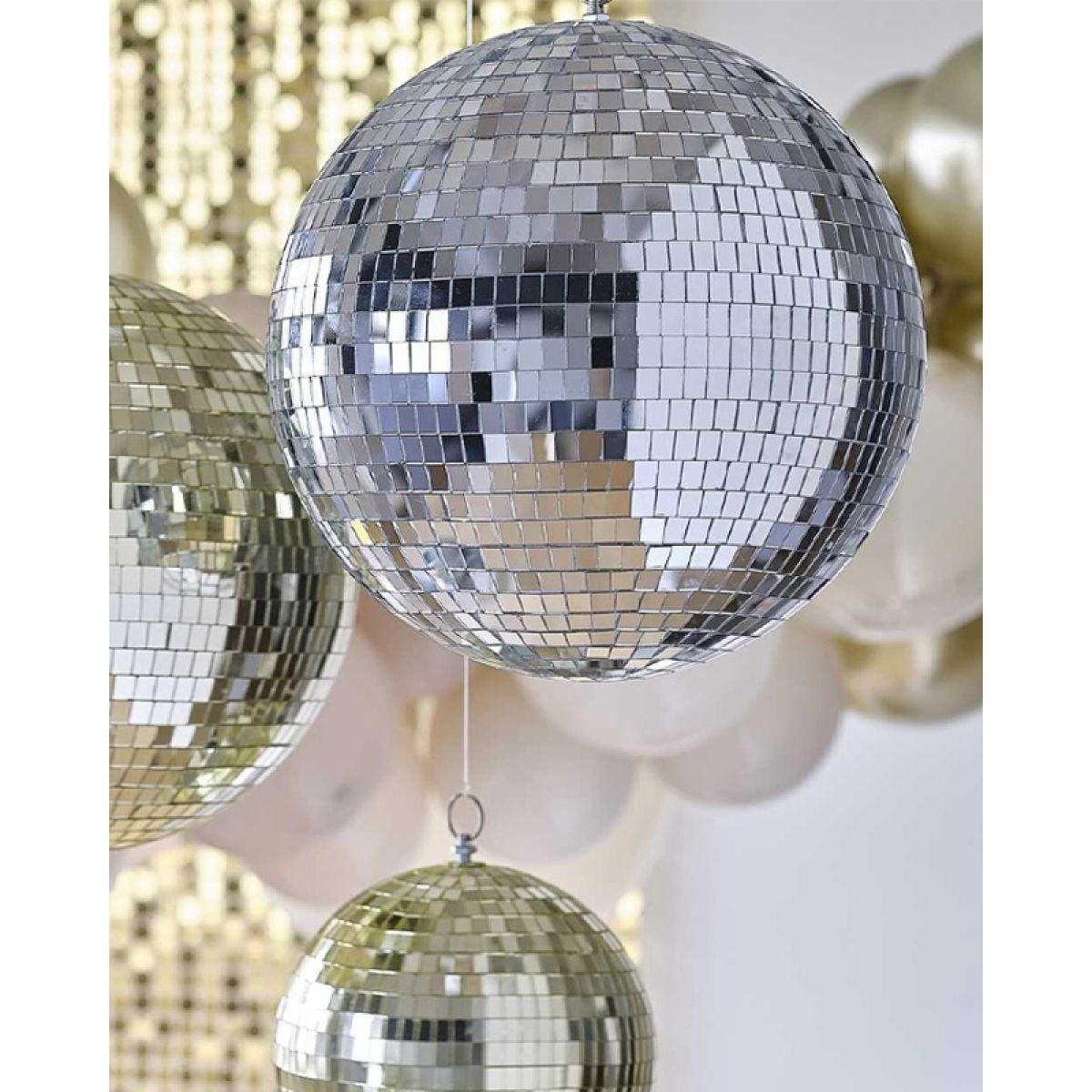 Silver Disco Ball Hanging Decoration - 20cm