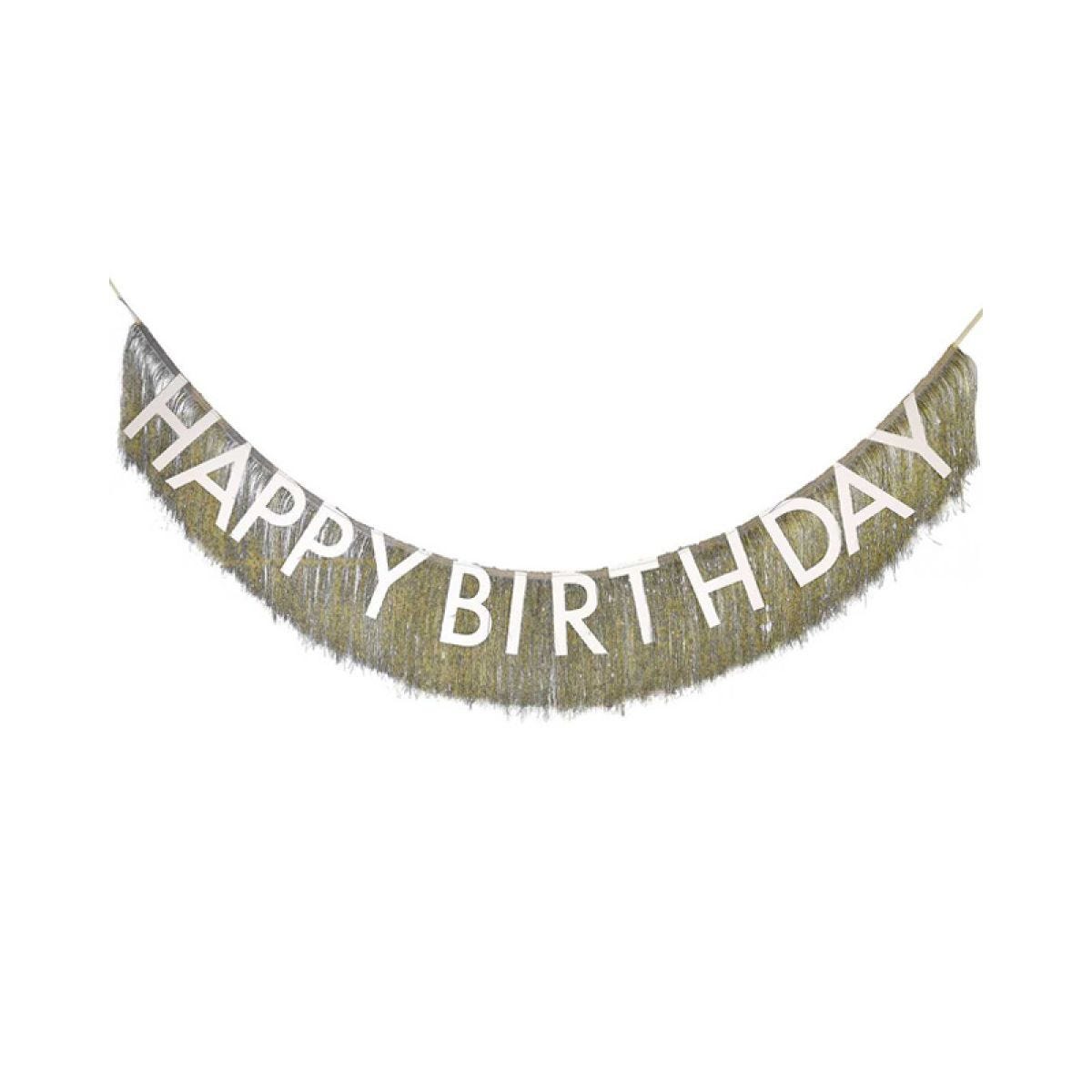 Gold Fringe &apos;Happy Birthday&apos; Bunting - 1.5m