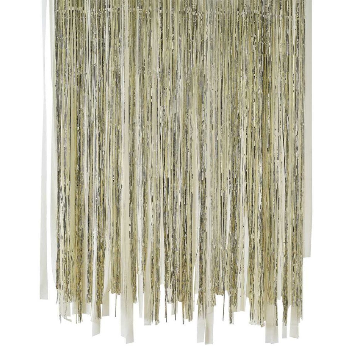 Gold Foil Curtain Backdrop with Cream Paper Streamers - 2m x 1m
